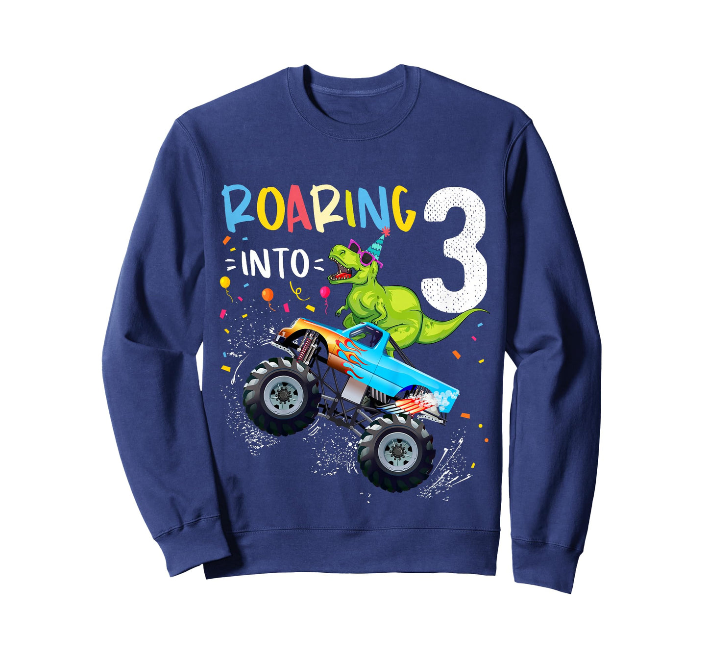 3rd Birthday T Rex Dinosaur Monster Truck Boys and Girls T-Shirt