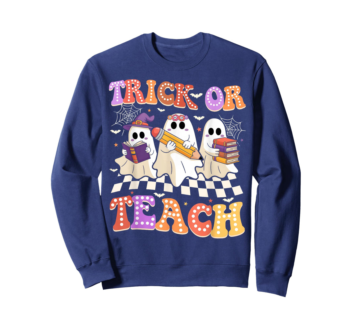 Halloween Groovy Retro Trick Or Teach Teacher Ghost Boo T-Shirt