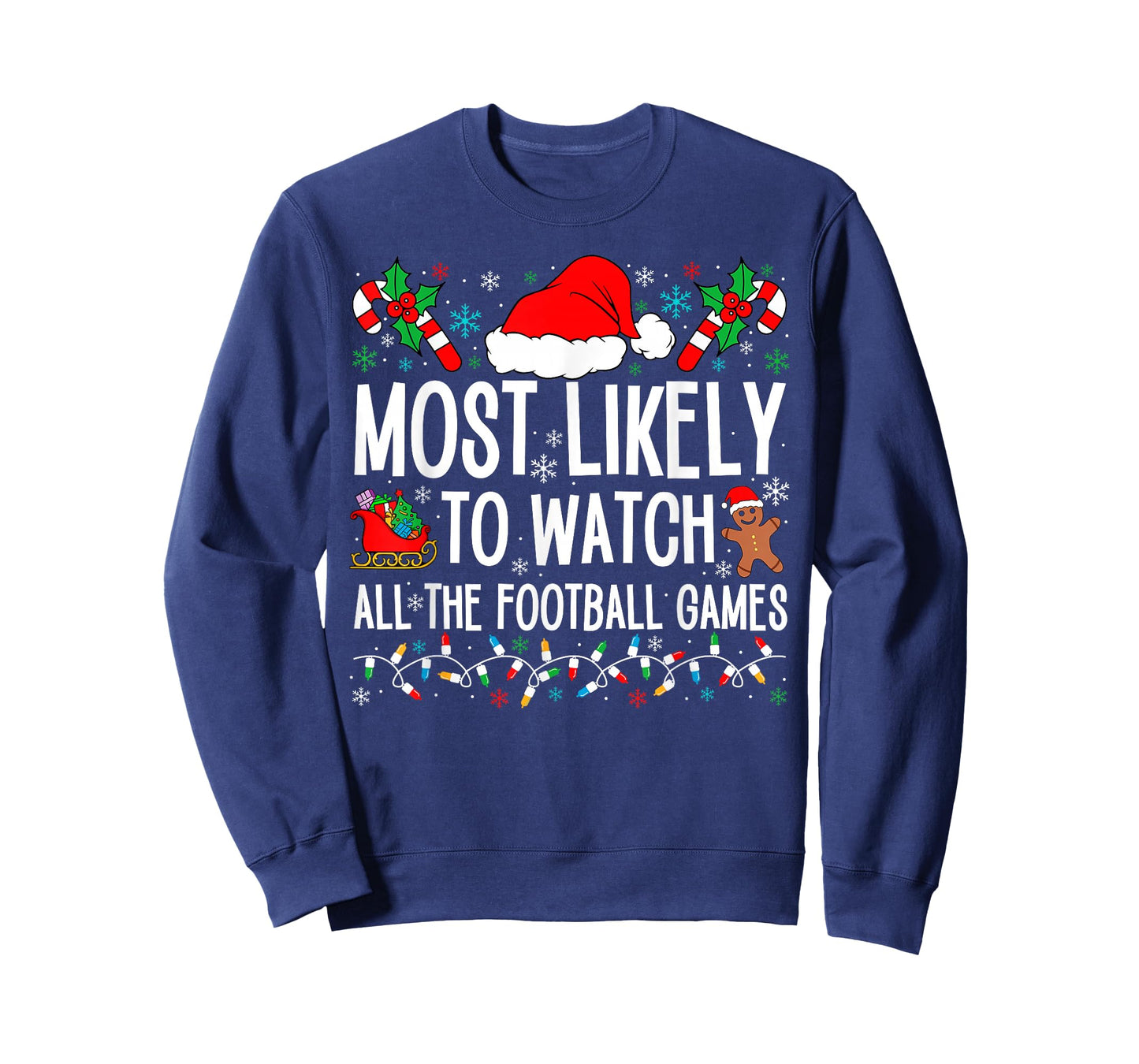 Funny Matching Most Likely Christmas Family 2024. Unisex Adults Football T-Shirt, Black, Small