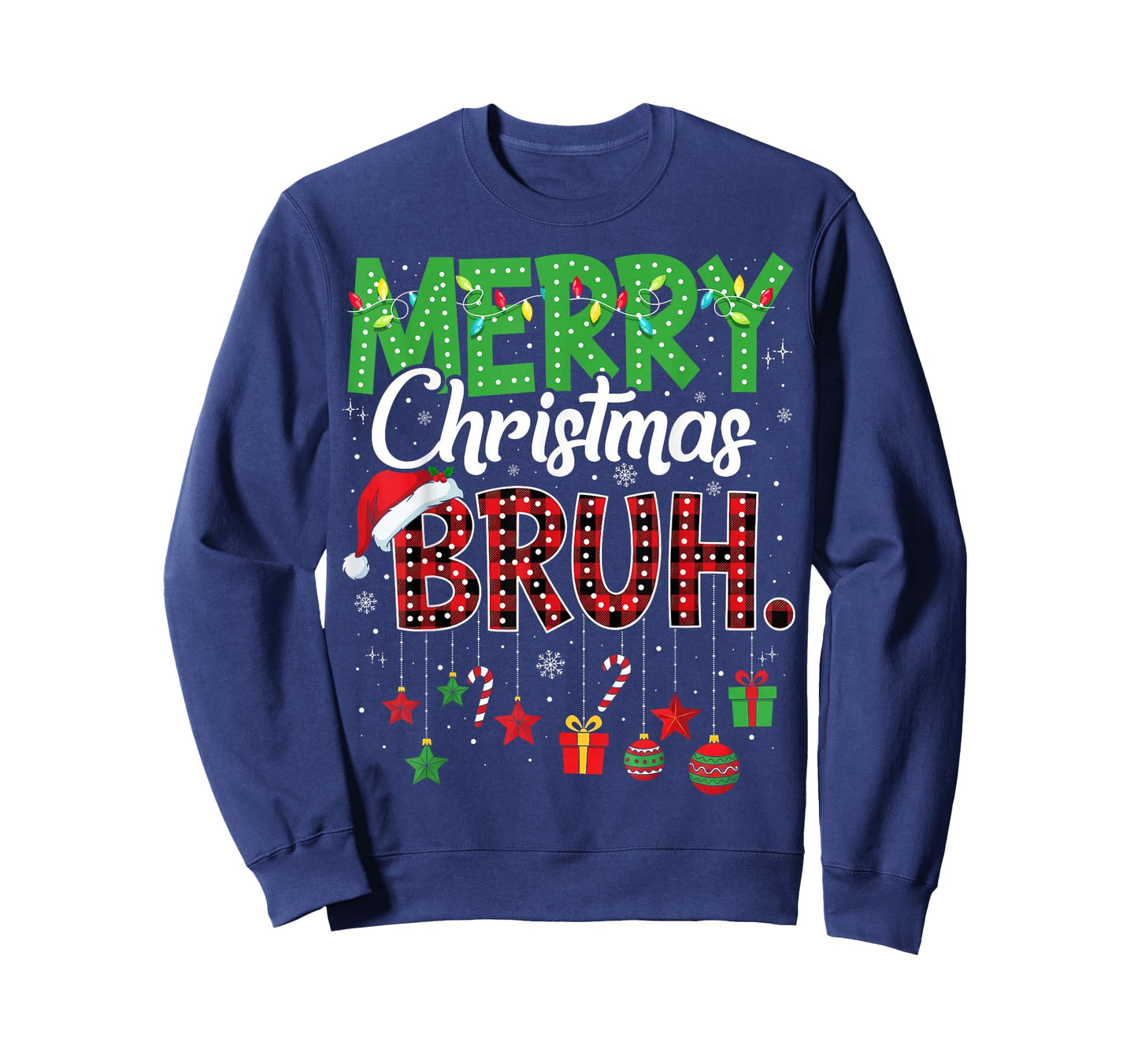 Bruh Christmas Red Plaid Teens Boys Kids Xmas Pajama T-Shirt