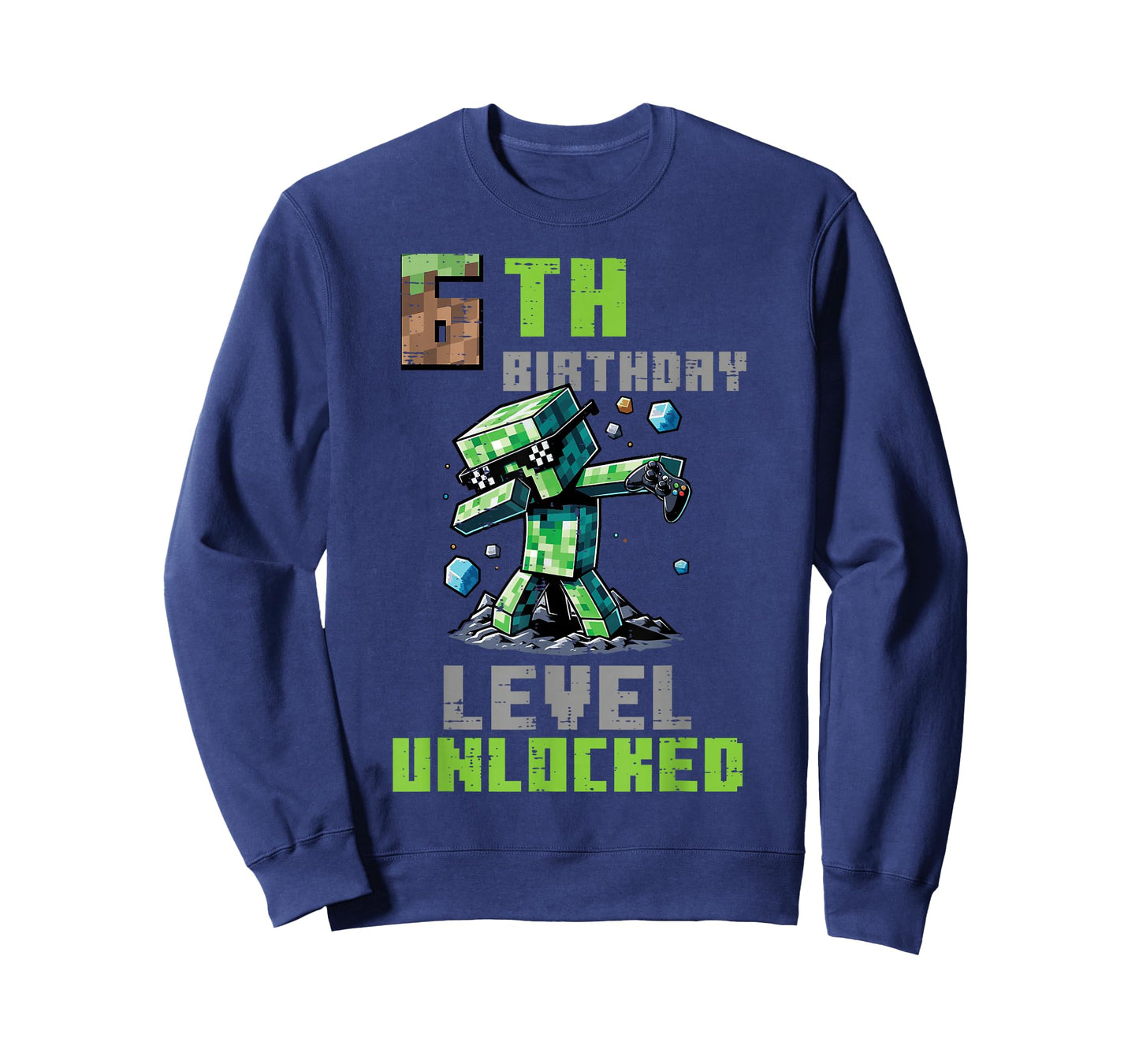 6th Birthday Level Unlocked Pixel Dab 6 Bday Gamer Boys Kids T-Shirt
