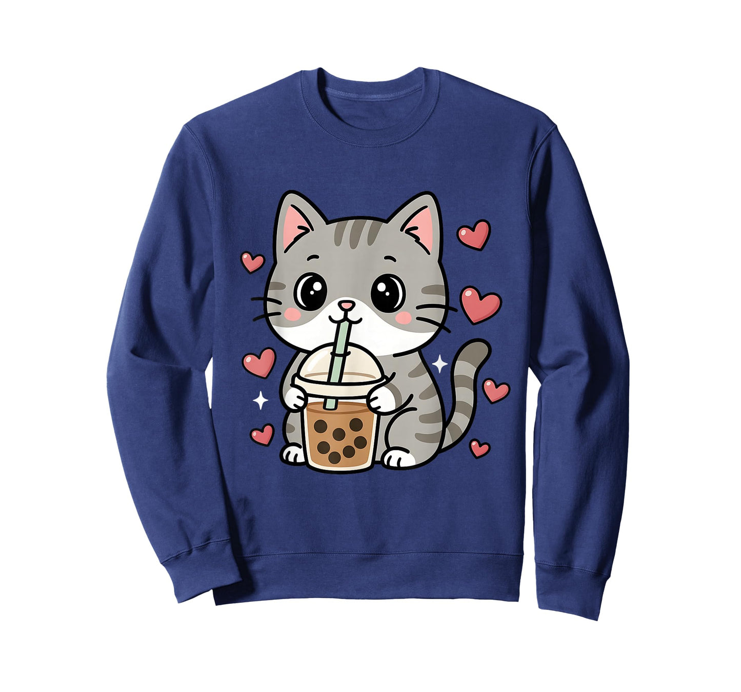 Cute Grey Cat Boba Tea Bubble Tea Anime Kawaii Neko Women T-Shirt