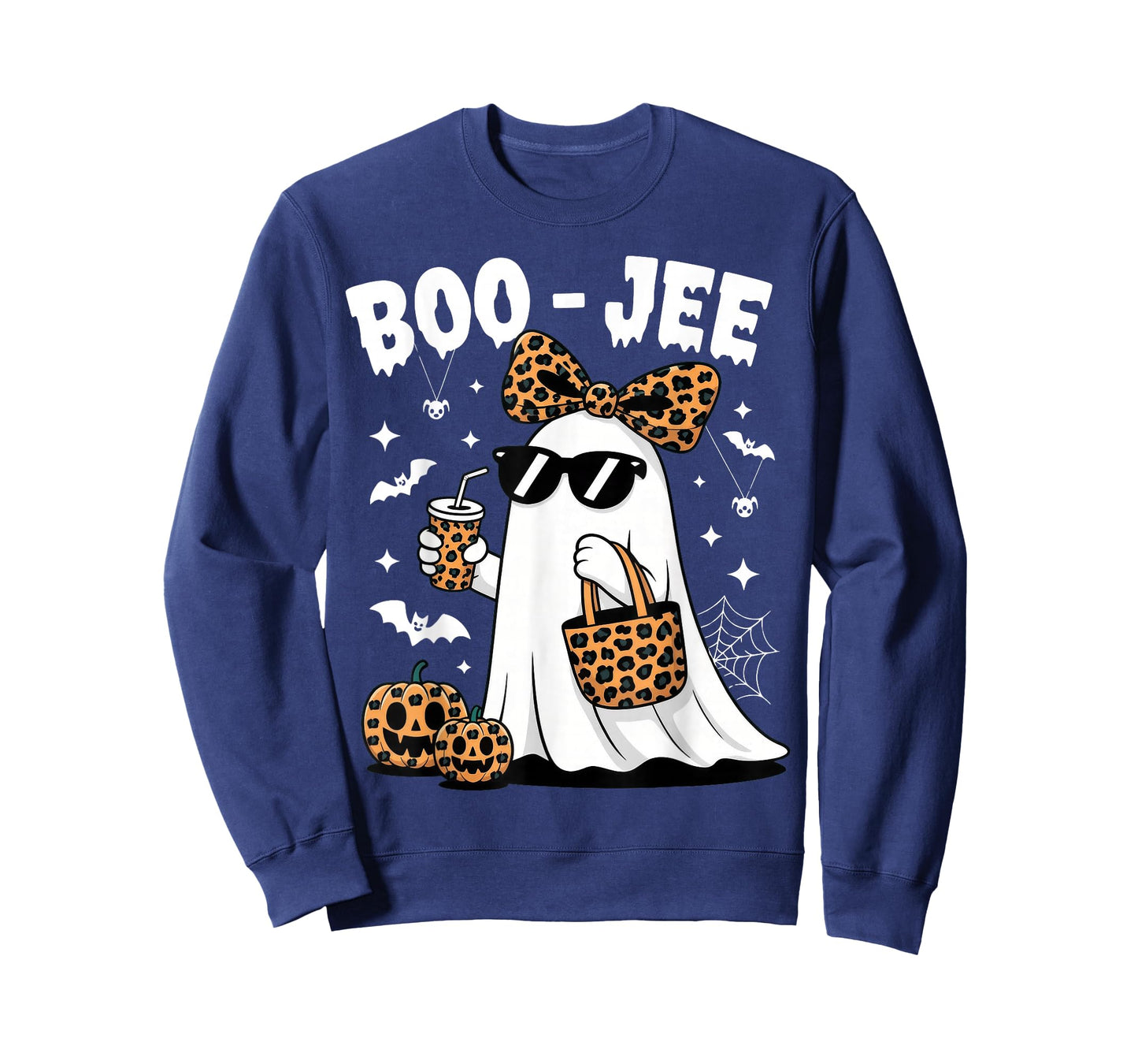 Coquette Leopard Ghost Coffee Boo JEE Halloween Boujee Ghost T-Shirt