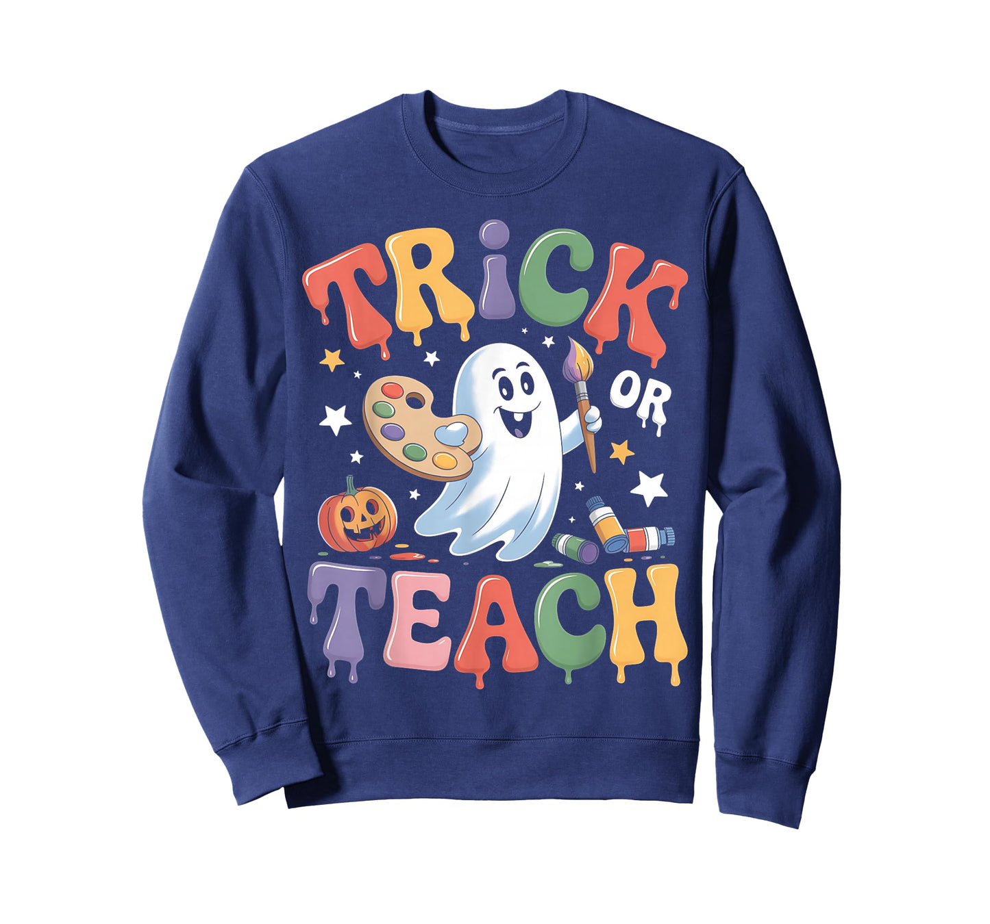 Funny Ghost Art Teacher Trick Or Teach Halloween Costume T-Shirt