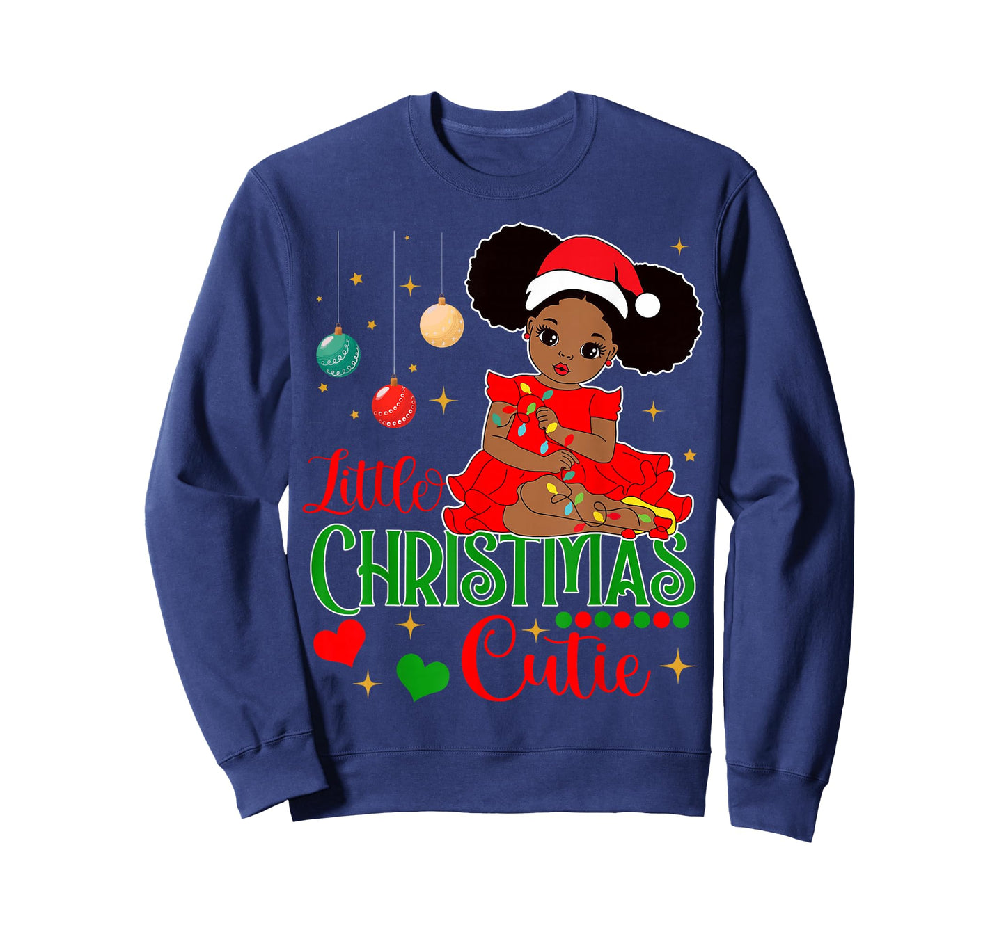 Black Girl Little Christmas Cutie Kids Toddler Girl Xmas Pjs T-Shirt