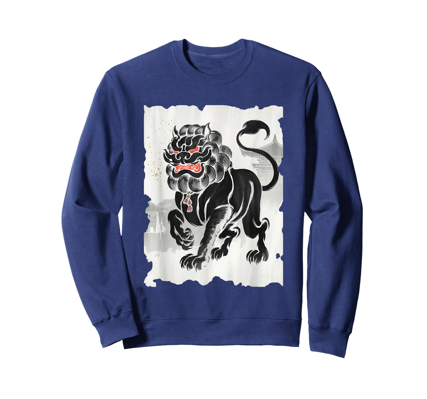 Komainu Sumi-e Graphic - Vintage Japanese Art Lion-Dog T-Shirt