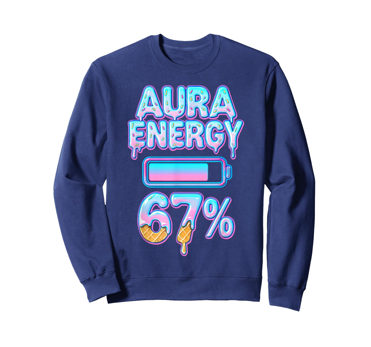 Aura Energy 67 Meme Ice Cream Drip 6 7 Funny Six Seven Teens T-Shirt