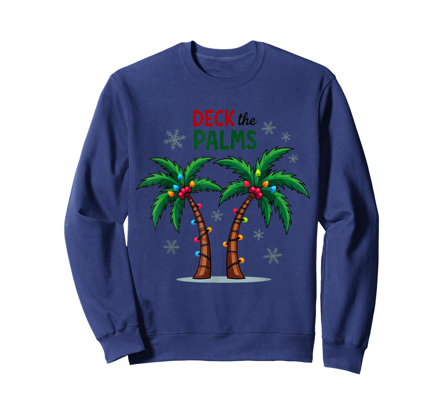 Deck The Palms Tropical Hawaii Christmas Palm Tree Lights T-Shirt