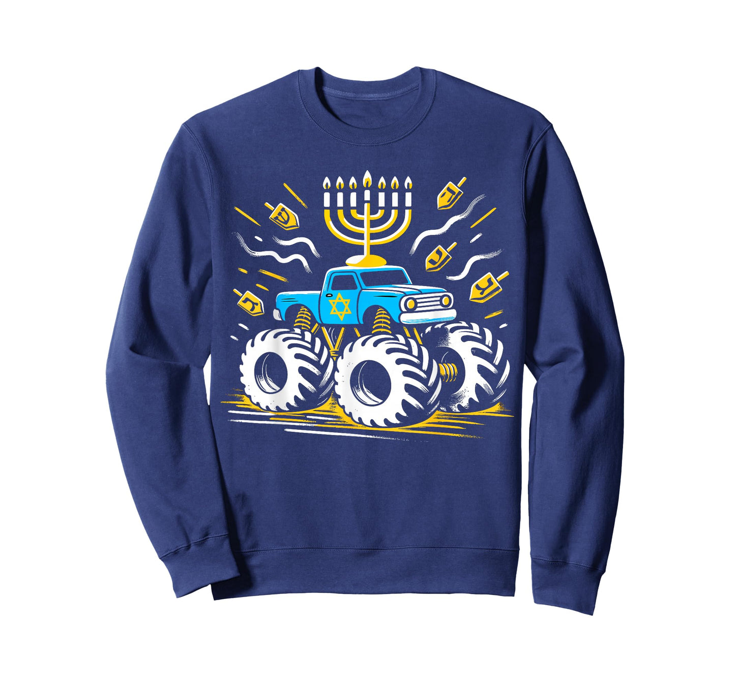 Monster Truck Menorah Dreidel Toddler Boys Hanukkah T-Shirt