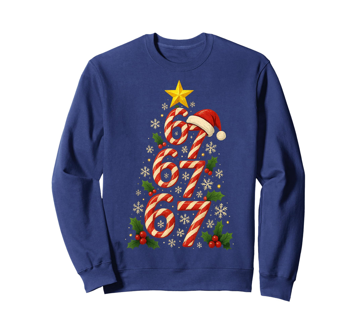 67 Christmas Tree Candy Cane Holiday Six Seven Meme Brainrot T-Shirt