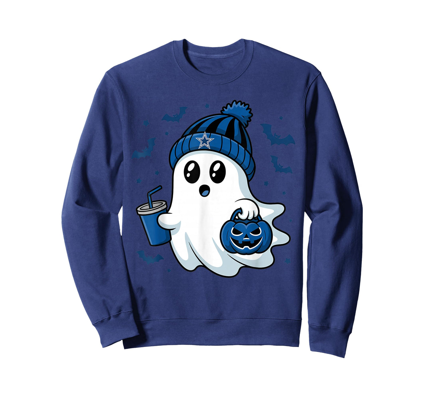 Vintage Dallas Ghost Cute Ghost Halloween Blue Pumpkin T-Shirt