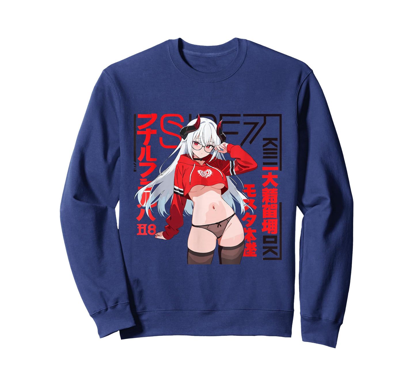 Waifu Sexy Anime Girl Glasses Horns Japanese Style T-Shirt
