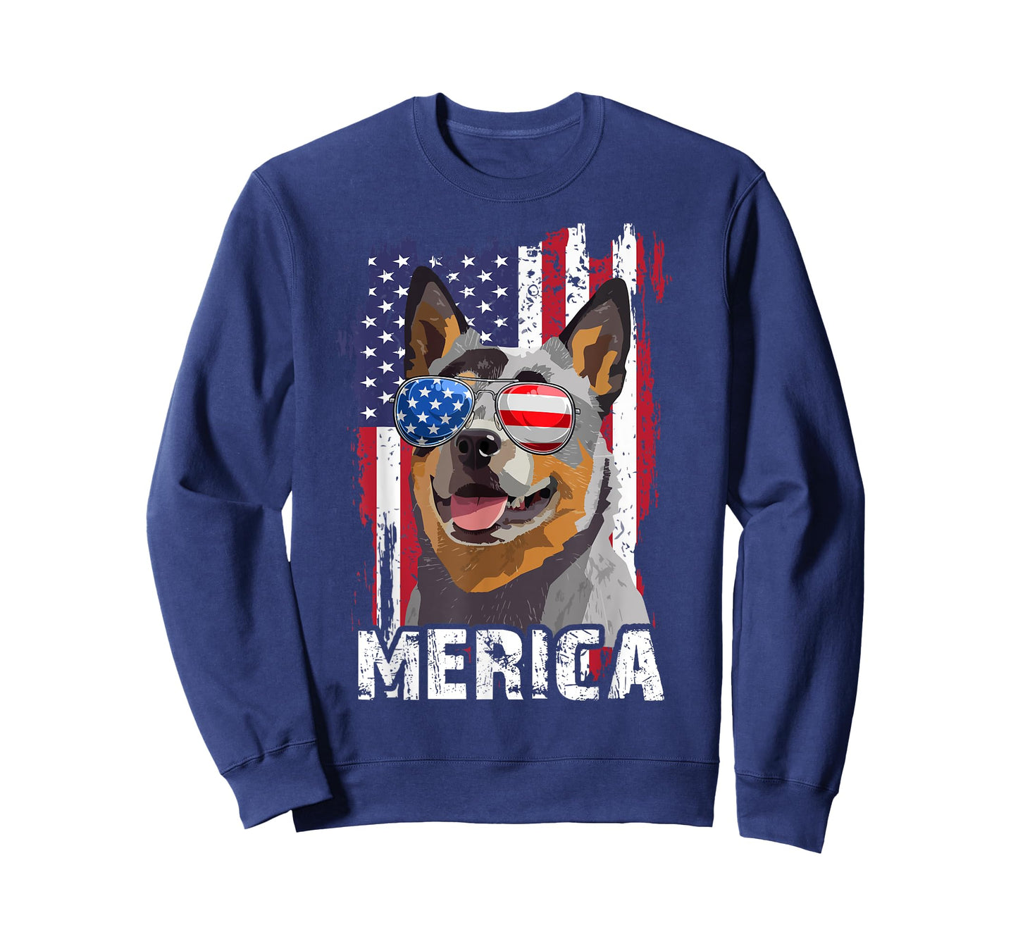 Merica 4th July Australian Cattle Dog US Flag Heeler Mom Dad T-Shirt