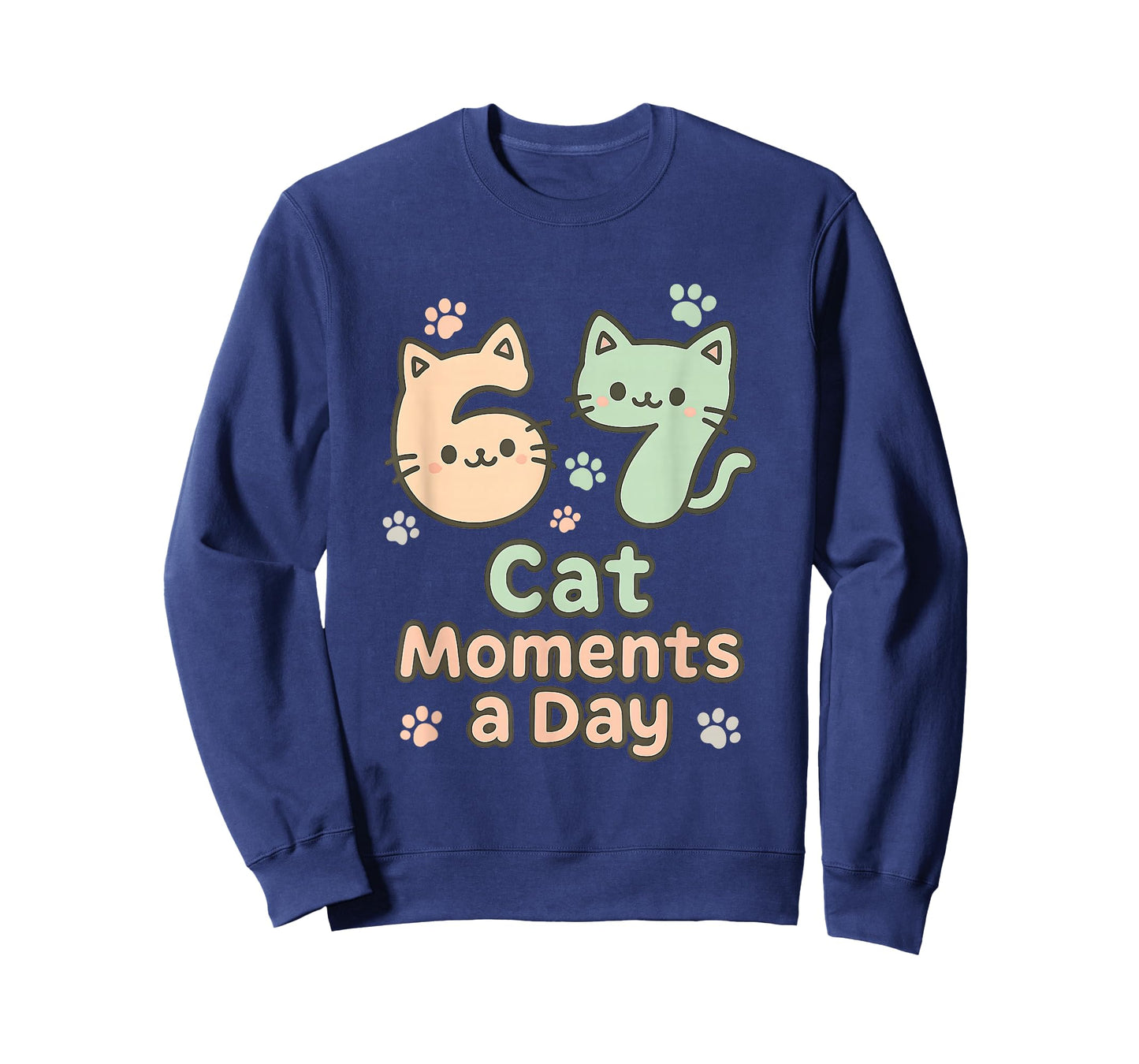 Kawaii Cat Kitten Mom 6 7 Alpha Gen Slang Six Seven Meme T-Shirt