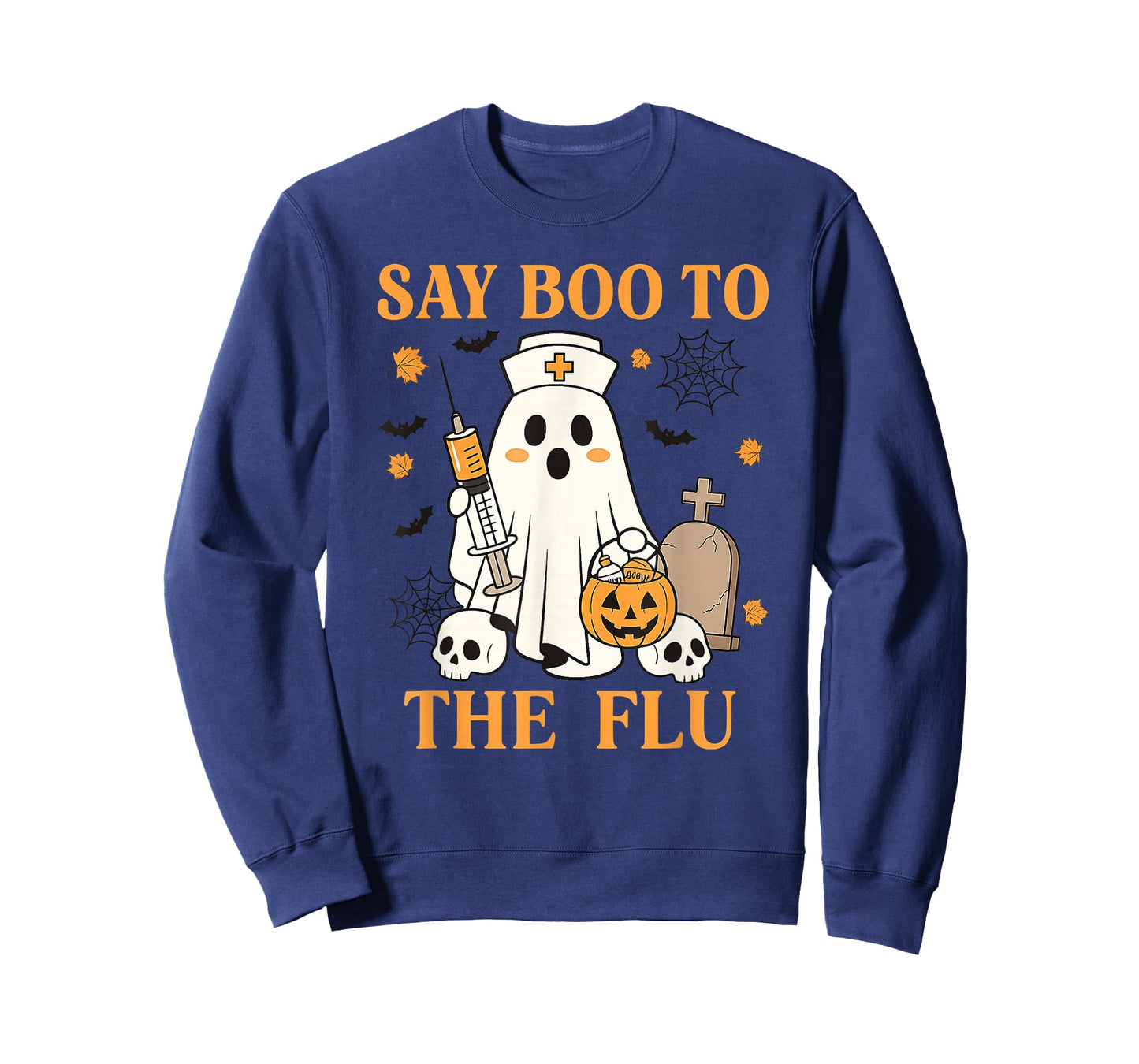 Retro Nurse Ghost Halloween Vaccine Say Boo to The Flu T-Shirt