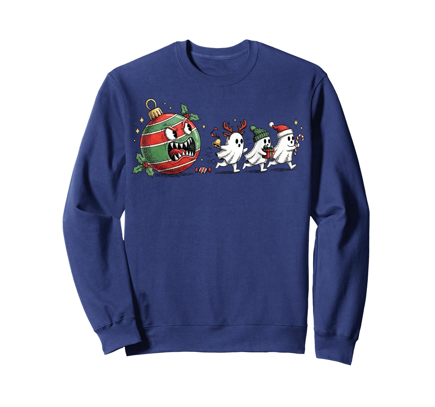 Funny Christmas Ball Eating Ghosts Gamer Men Women Kids T-Shirt