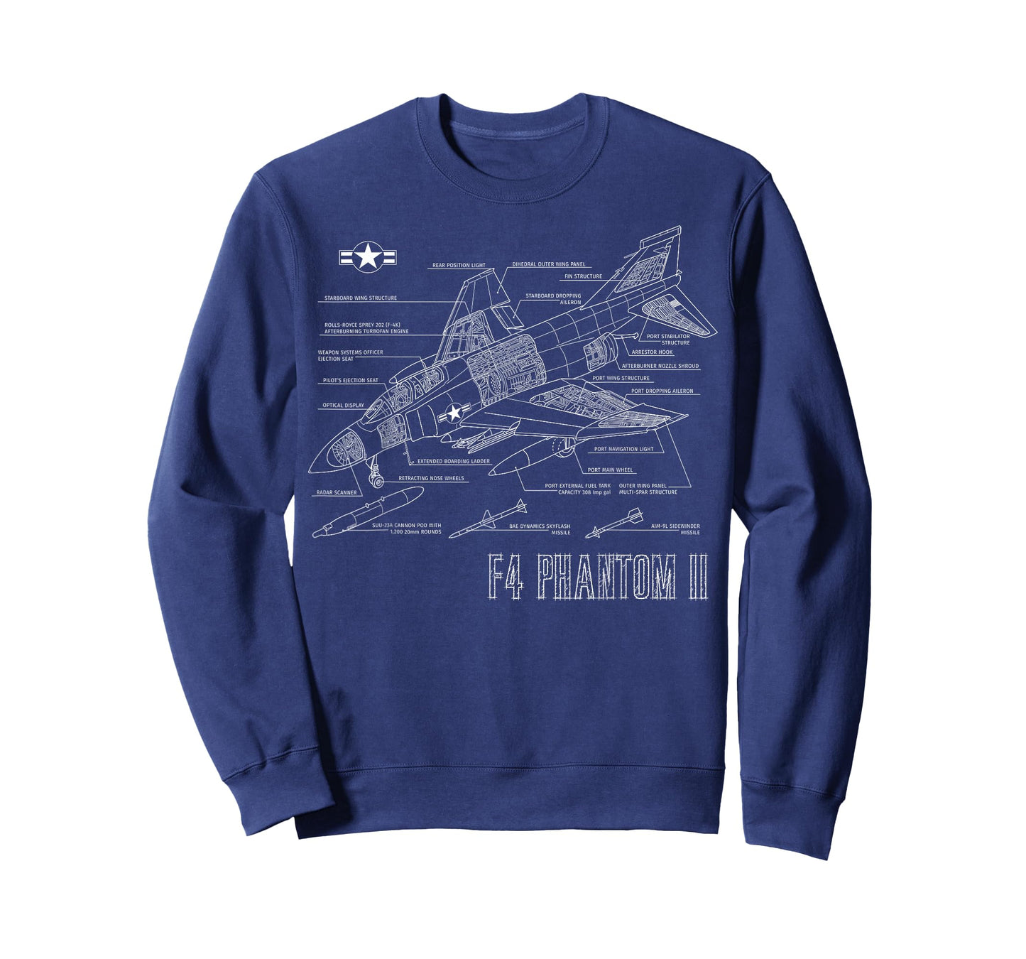Vintage F4 Phantom II Jet Military Aviation Blueprint Gift T-Shirt