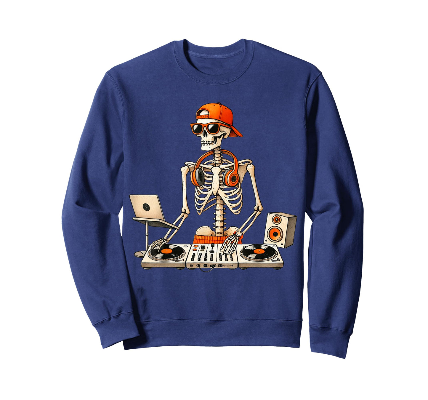 Skeleton DJ Halloween Costume Turntable Music Funny Men Boys T-Shirt