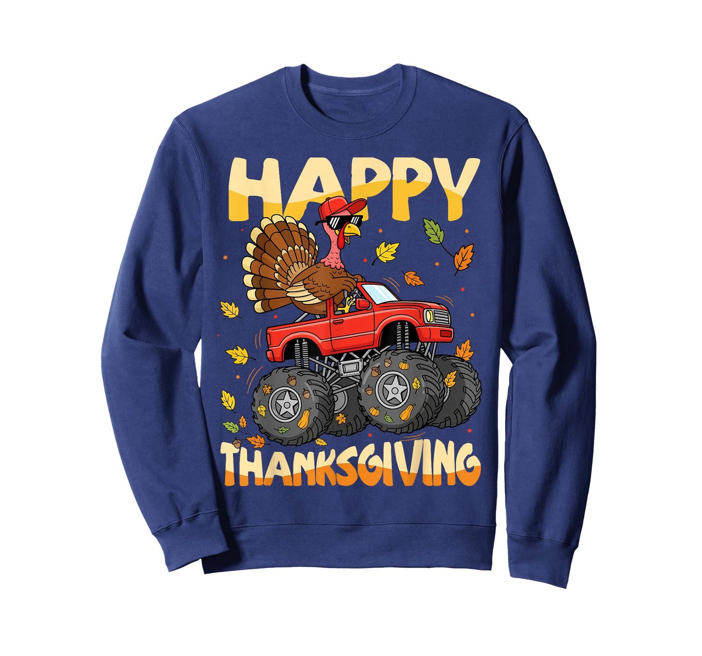Turkey Monster Truck Thanksgiving Boys Kids Toddlers Youth T-Shirt