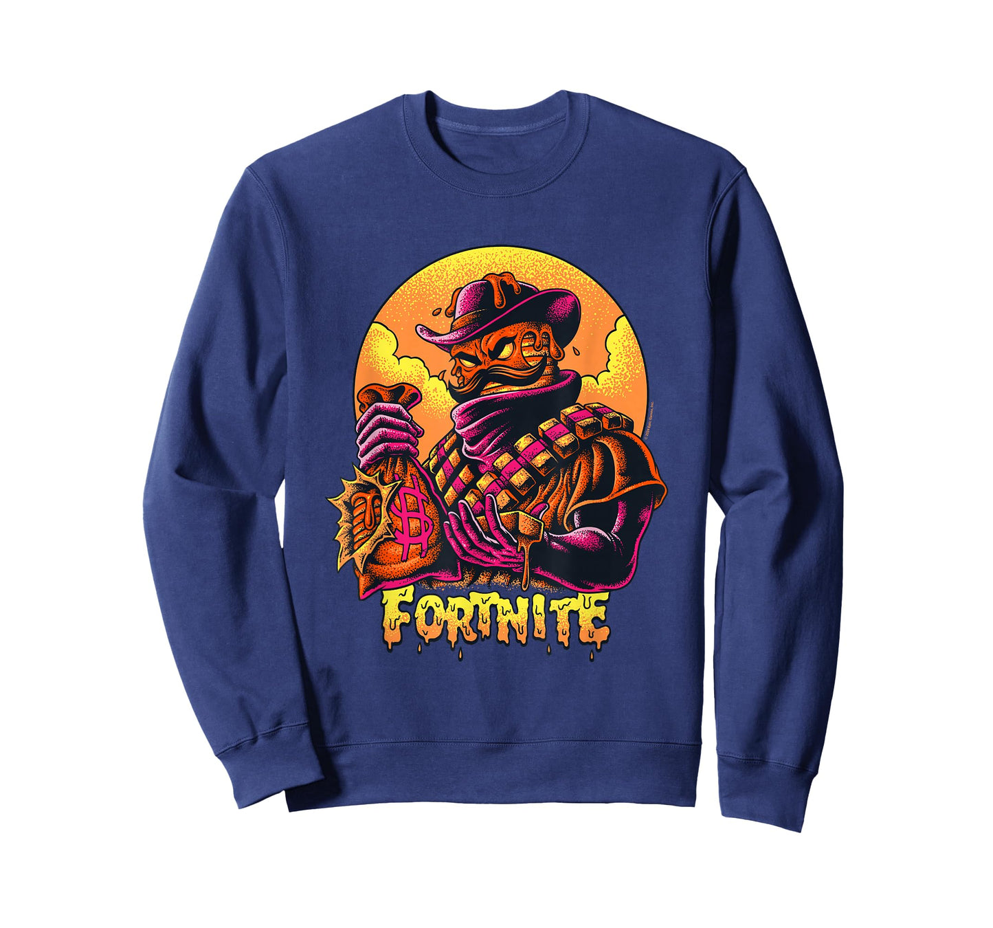 Fortnite Iconic Mancake Cowboy Distressed Big Chest Portrait T-Shirt