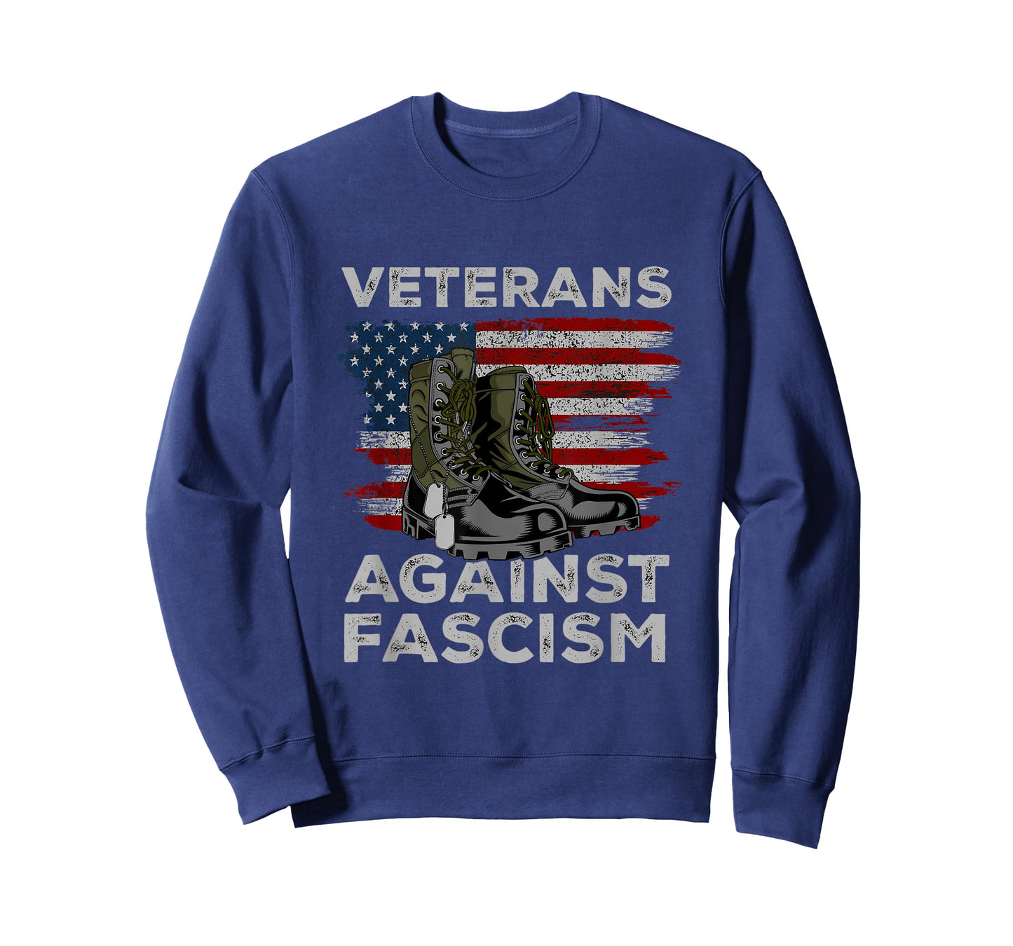 Veterans Against Fascism Vintage US Flag Combat Boots Army T-Shirt