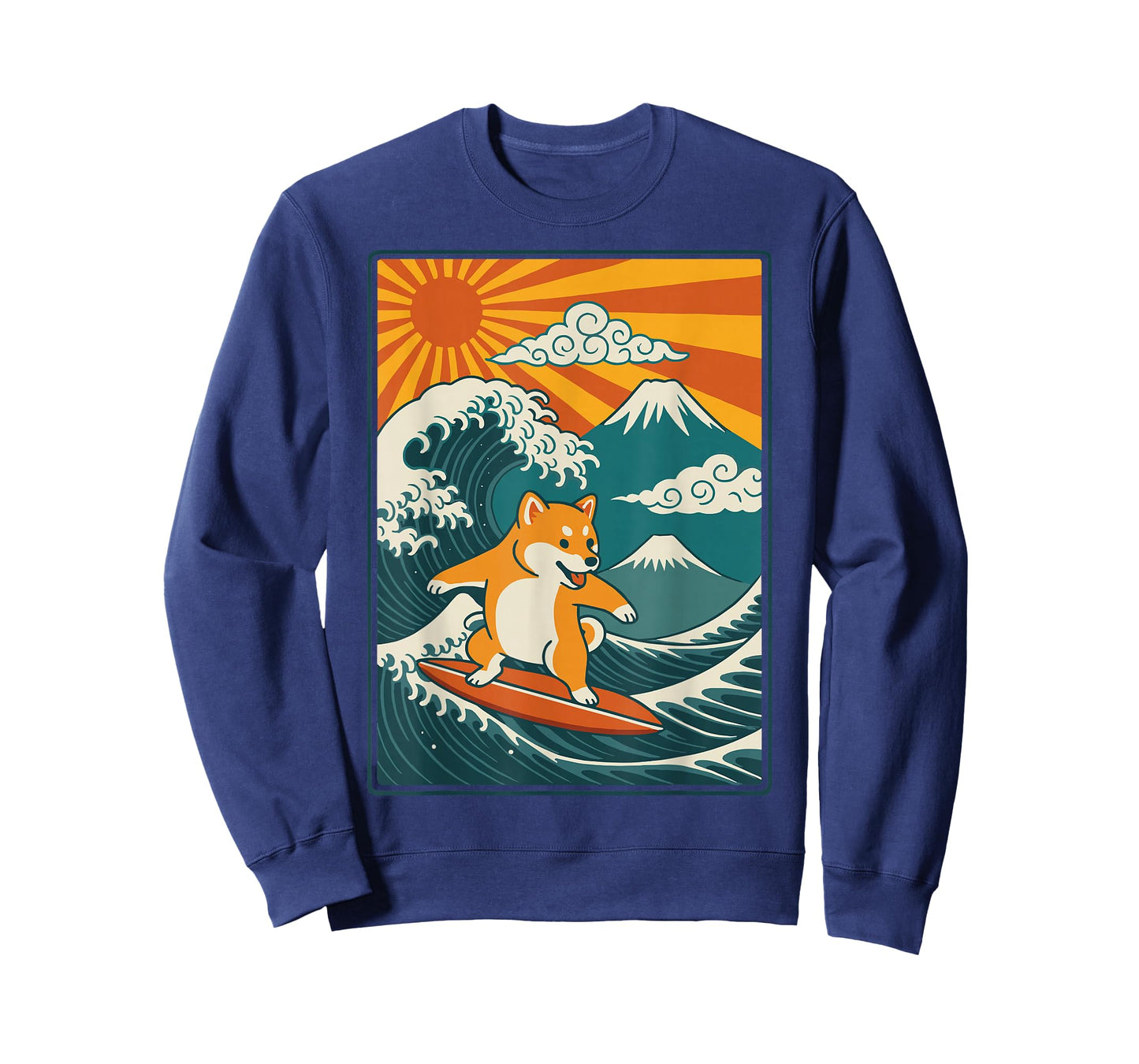 Shiba Inu Surfing Japanese Wave T-Shirt