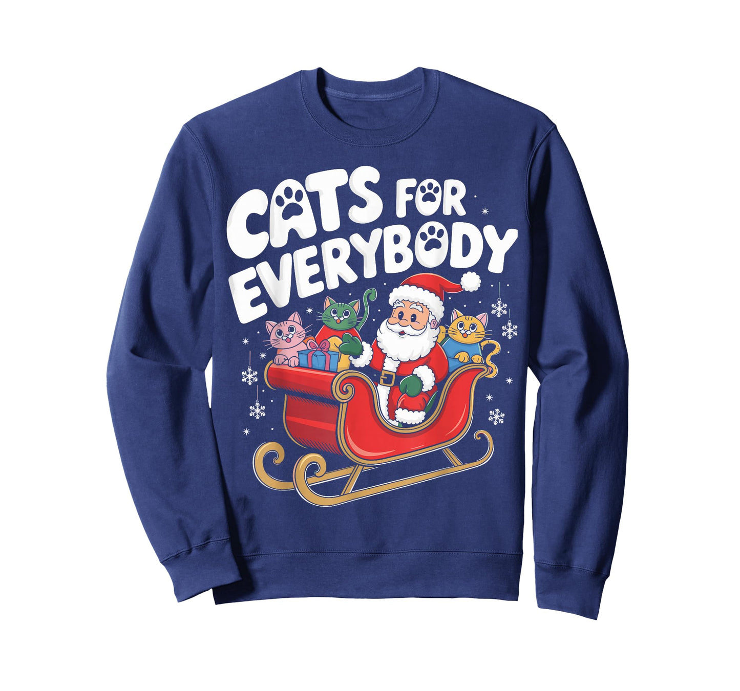 Cats For Everybody Christmas Cat Funny Xmas Women Santa T-Shirt