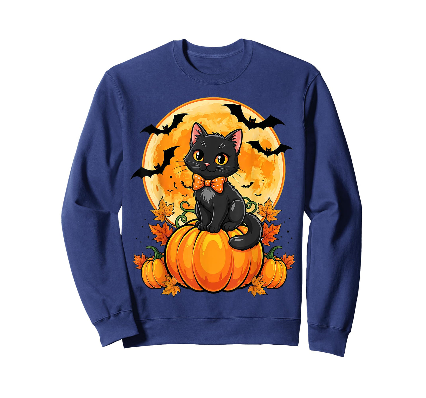 Retro Black Cat Pumpkin Halloween Costume Fall Autumn Season T-Shirt