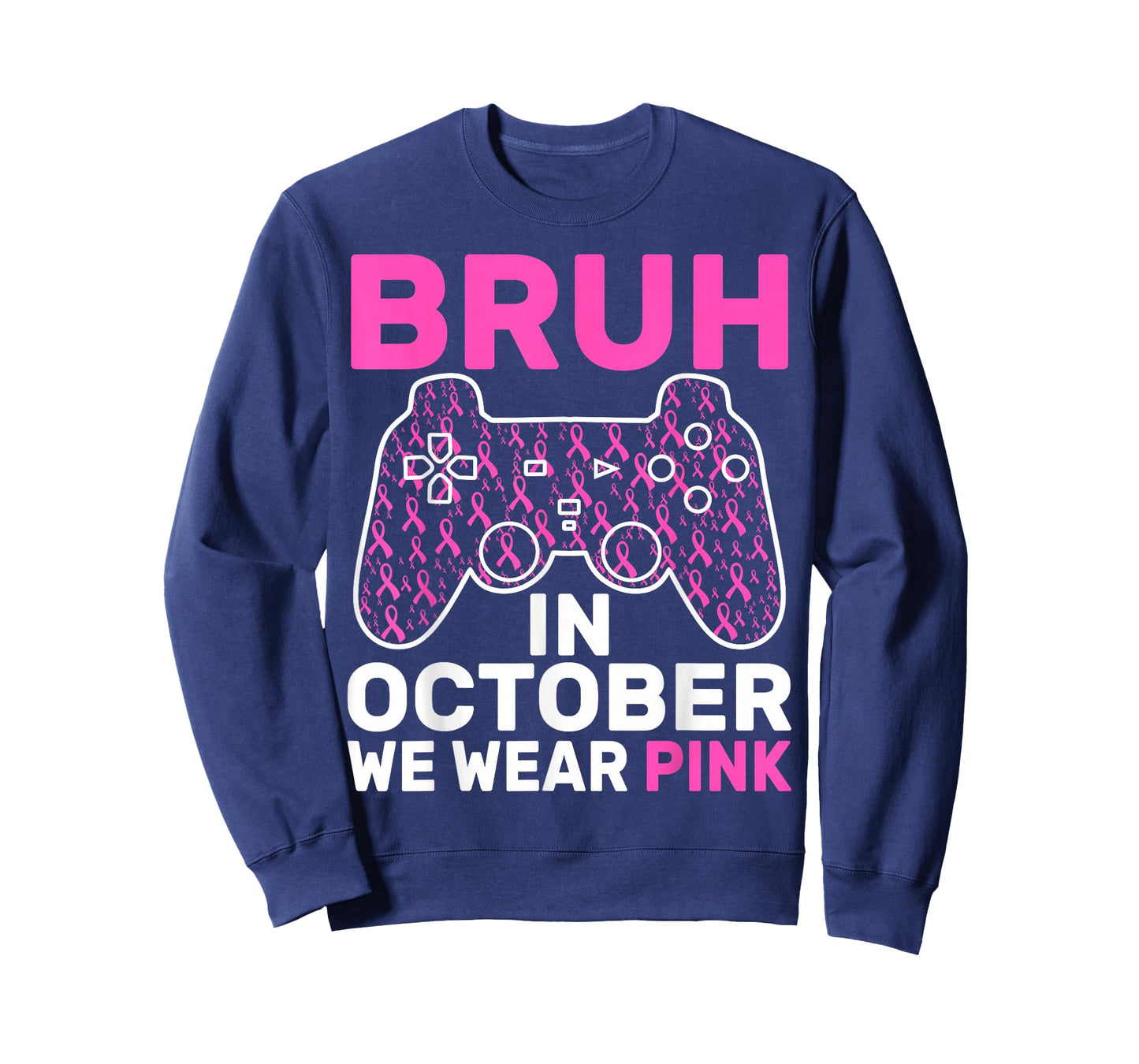 Bruh in October Wear Pink Breast Cancer Awareness Kids Boys T-Shirt