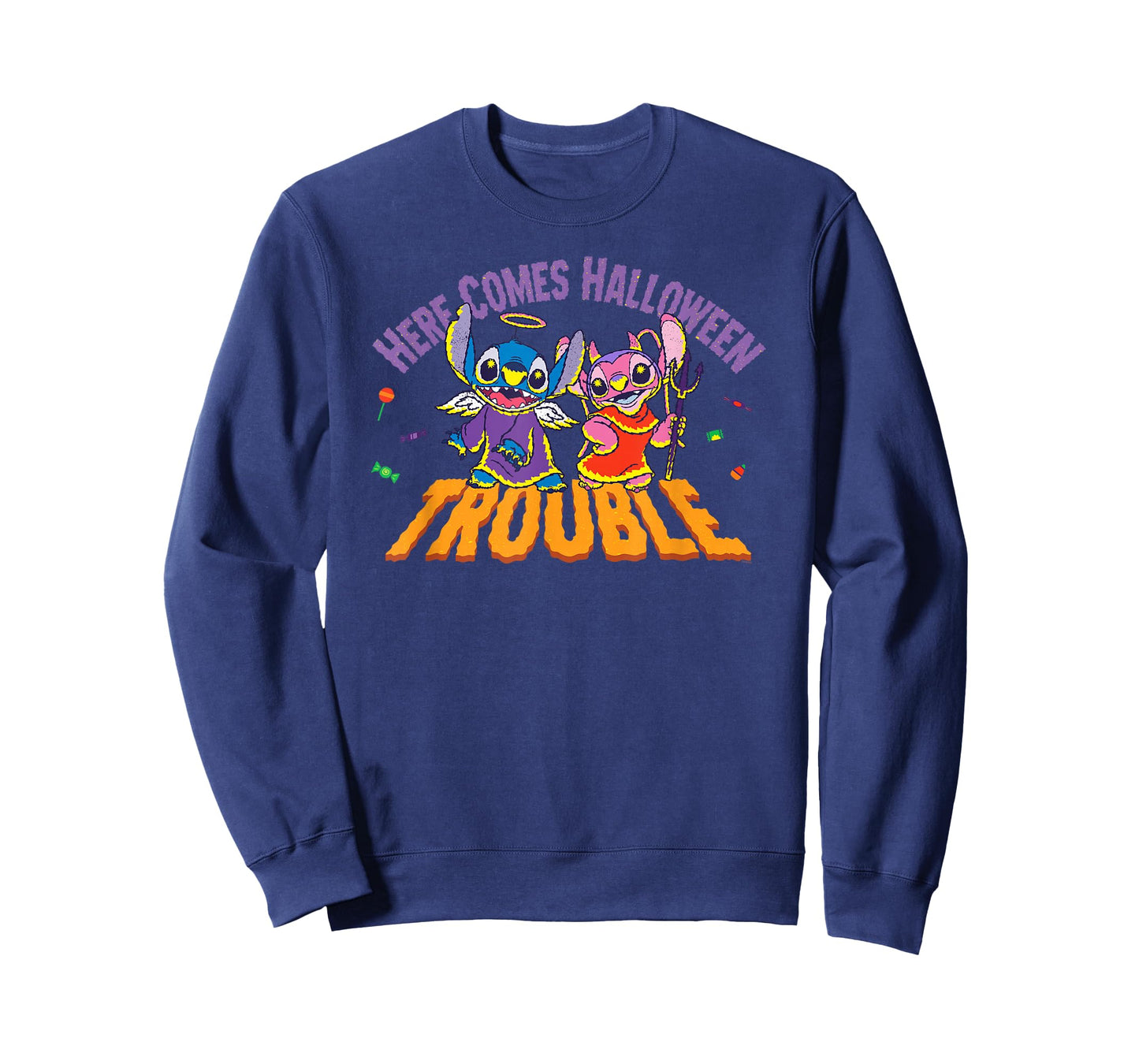 Disney Stitch & Angel Here Comes Halloween Trouble T-Shirt