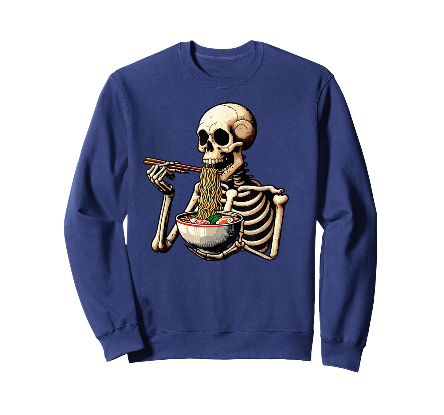 Vintage Skeleton Eating Ramen Noodles Halloween T-Shirt