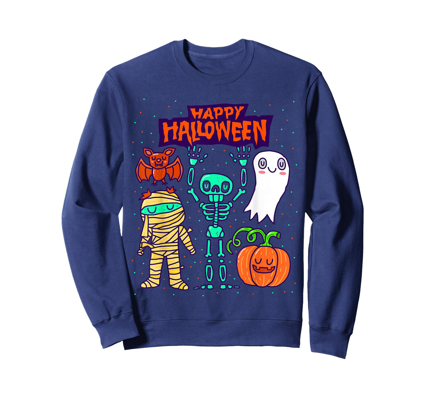 Happy Halloween Skeleton Pumpkin Ghost Cute Kids Boys Girls T-Shirt