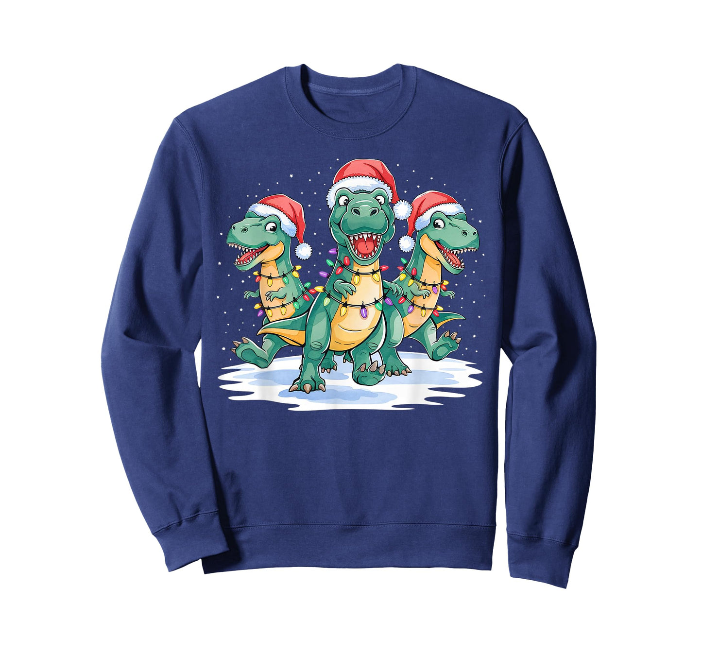 Funny Christmas Santa Reindeer Cute Dinosaur Santa Christmas T-Shirt