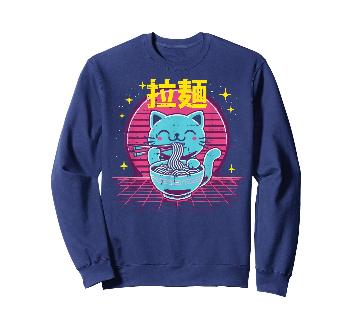 Japanese Cat Ramen Vaporwave Retro Anime Women Men Girls Kid T-Shirt