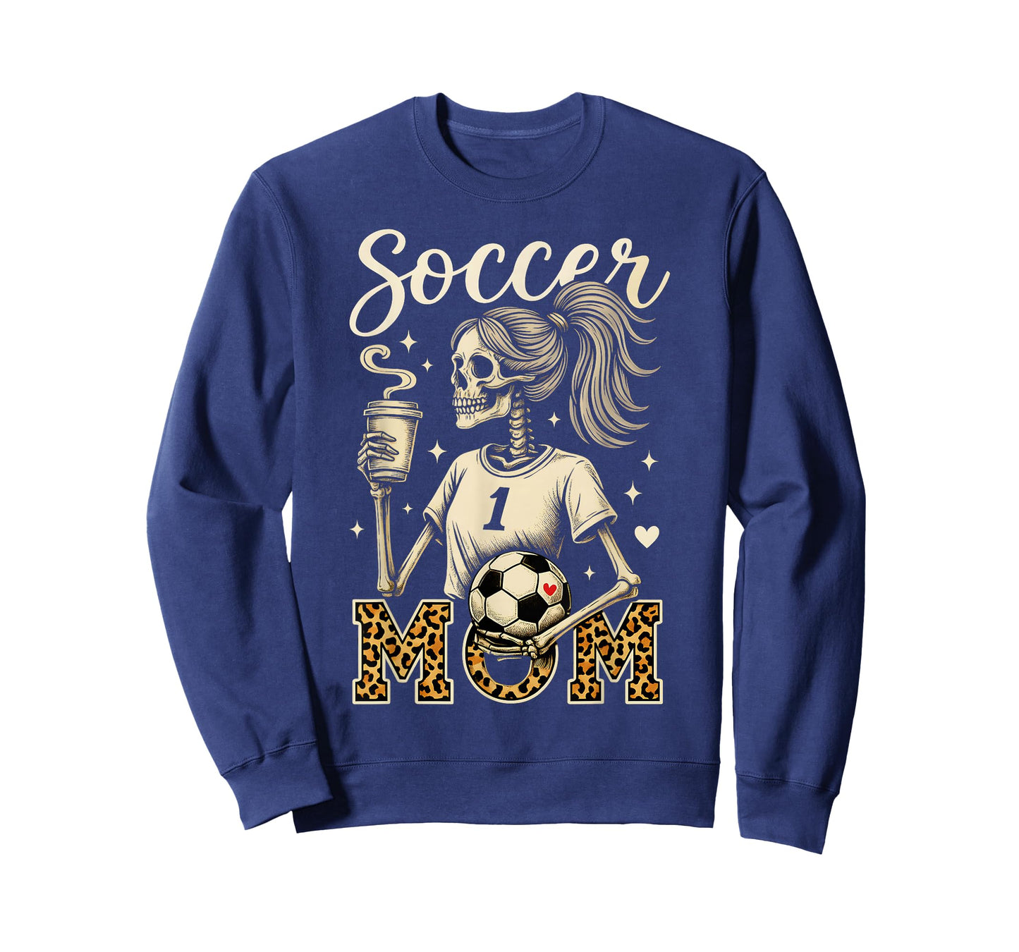 Soccer Mom Skeleton Coffee Leopard Style Vintage Halloween T-Shirt