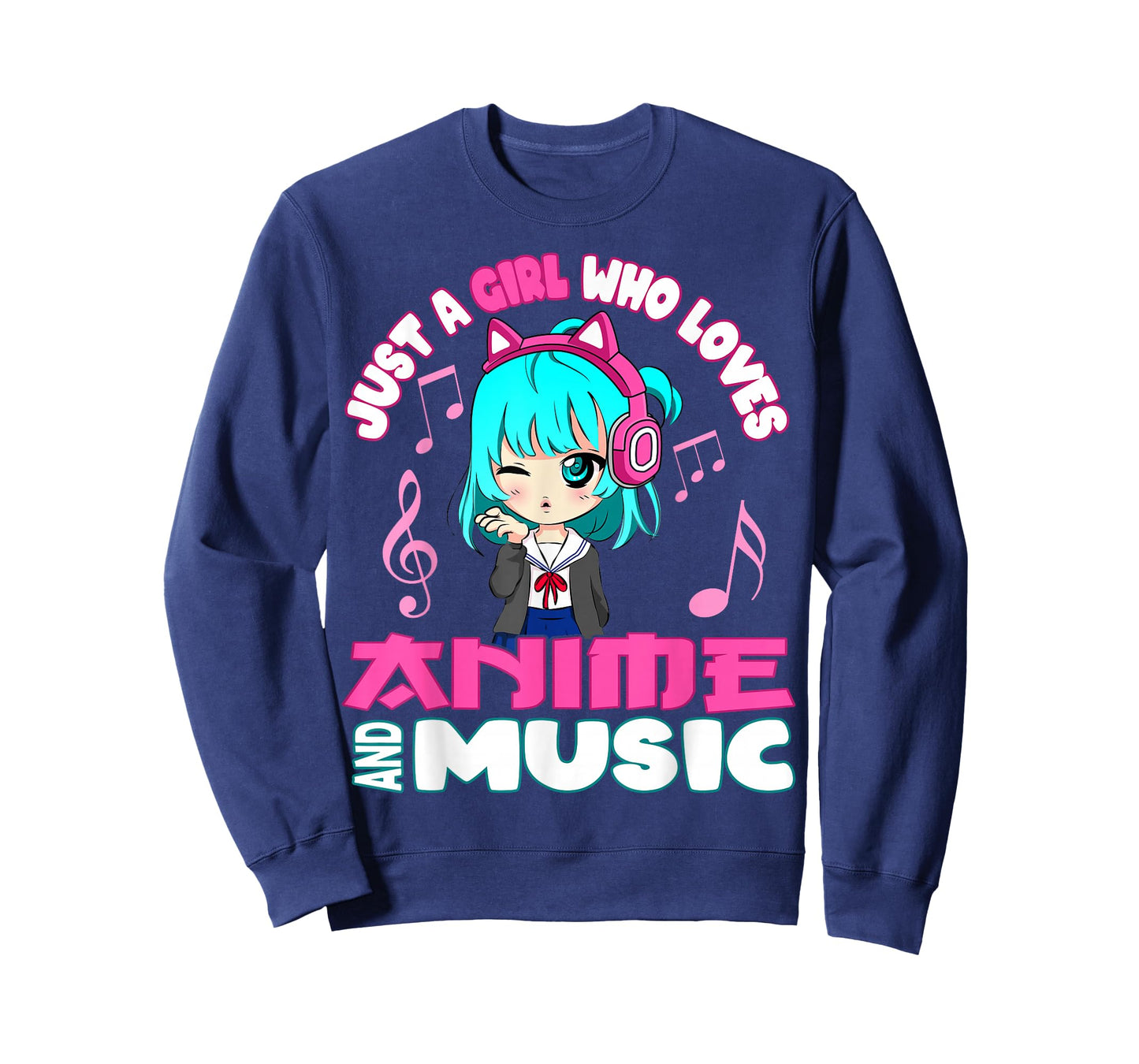 Anime and Music Girl for Teen chibi graphic funny T-Shirt