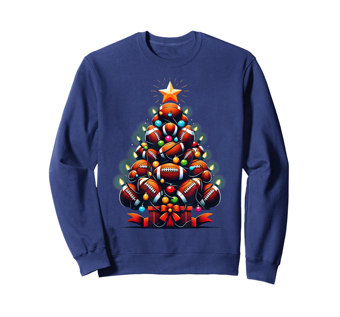 American Football Christmas Tree Xmas Pajamas Player Coach T-Shirt