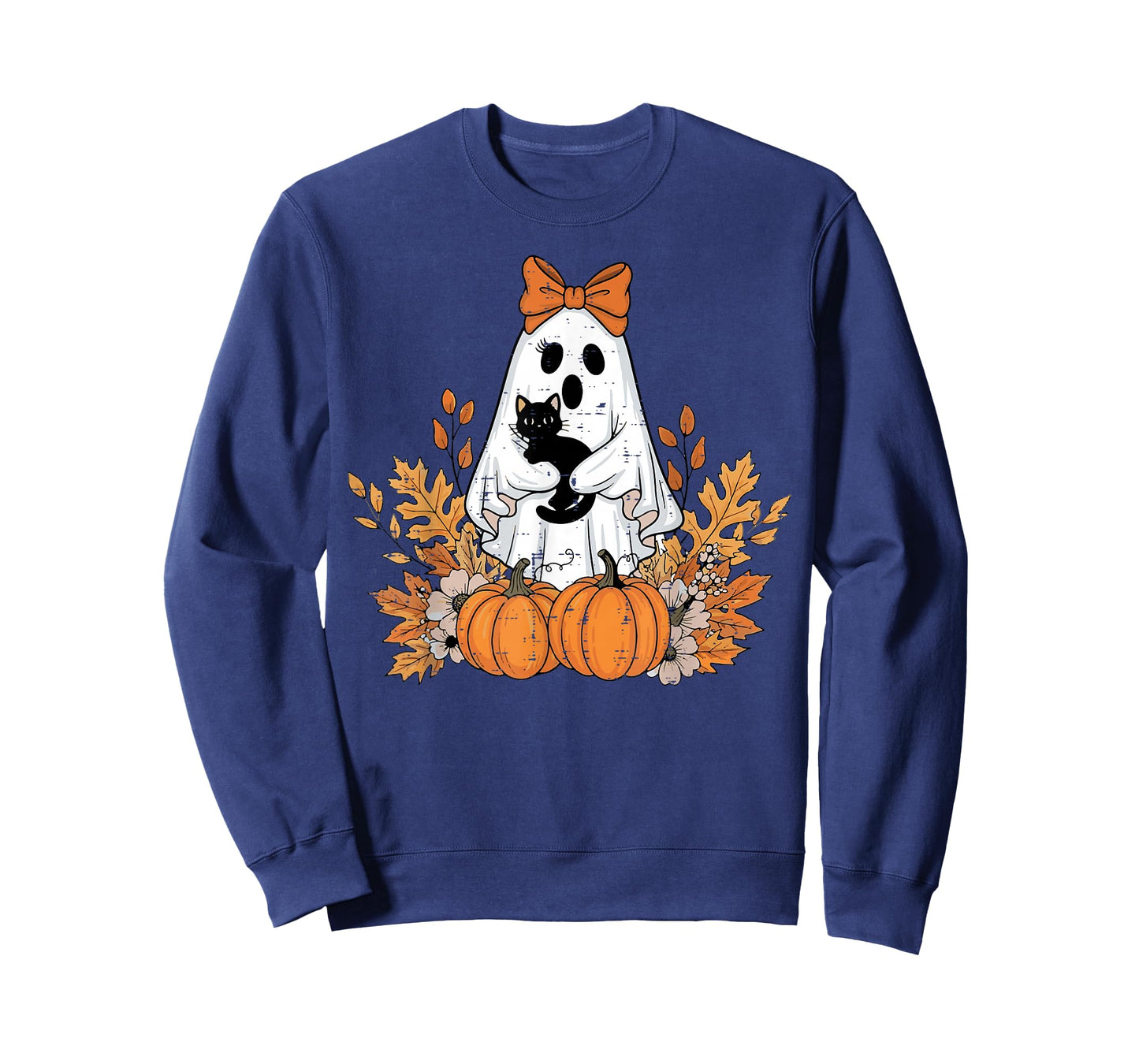 Halloween Ghost Black Cat Fall Season Women Girls Kids T-Shirt