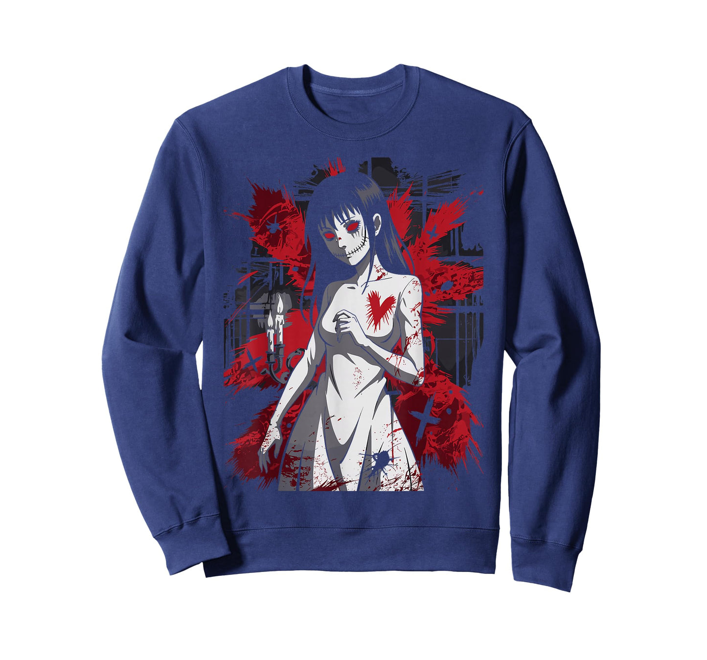 Creepy Anime Girl Horror Gothic Bloody Heart T-Shirt