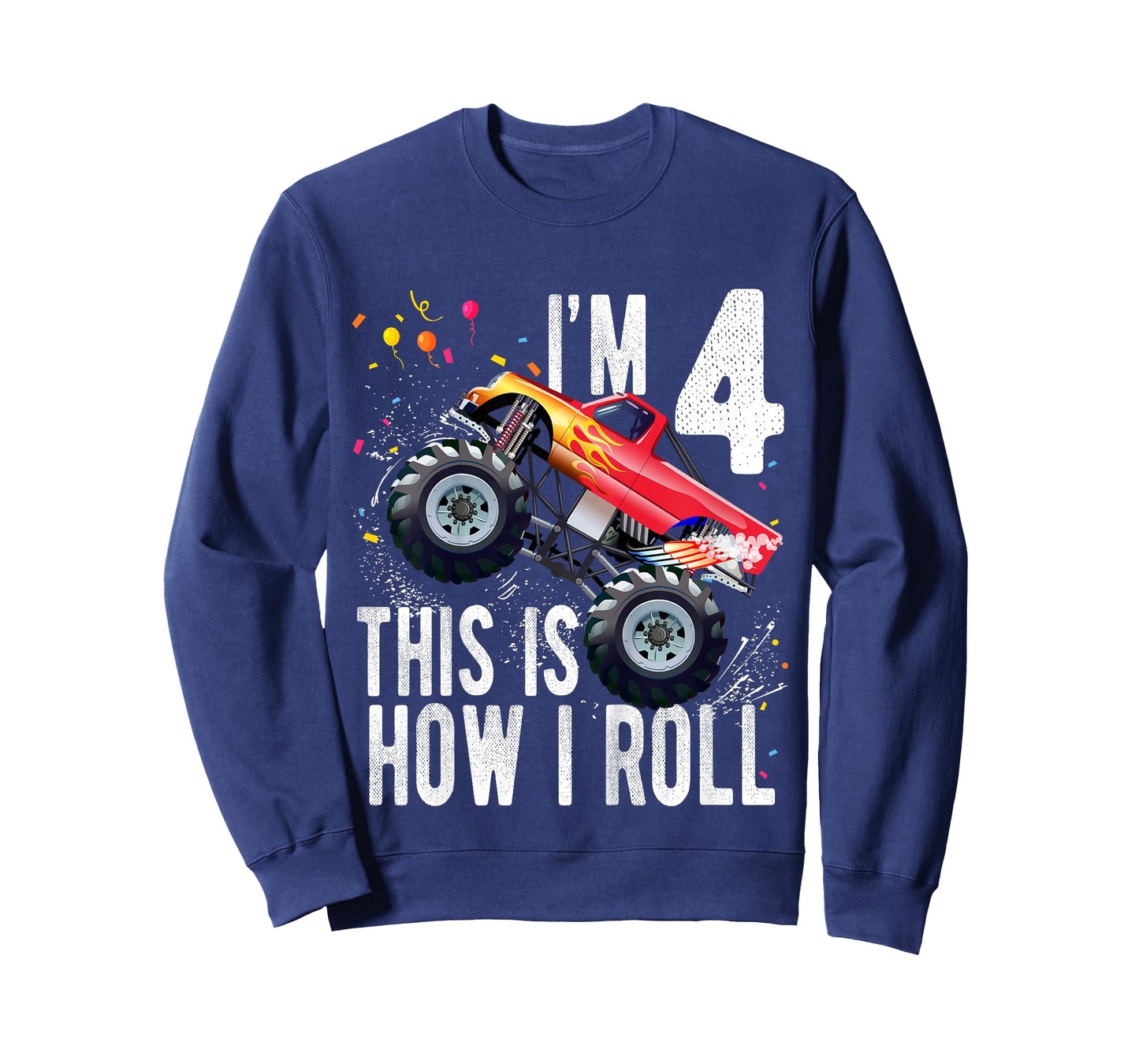 Kids 4 Year Old Shirt 4th Birthday Boy Monster Truck Car T-Shirt