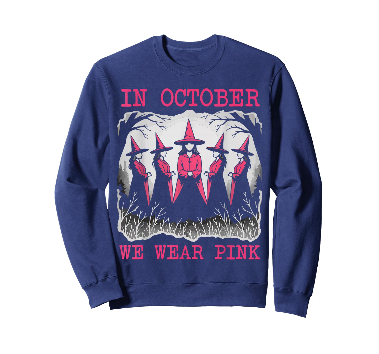 Breast Cancer Women Halloween Witch in October We Wear Pink T-Shirt