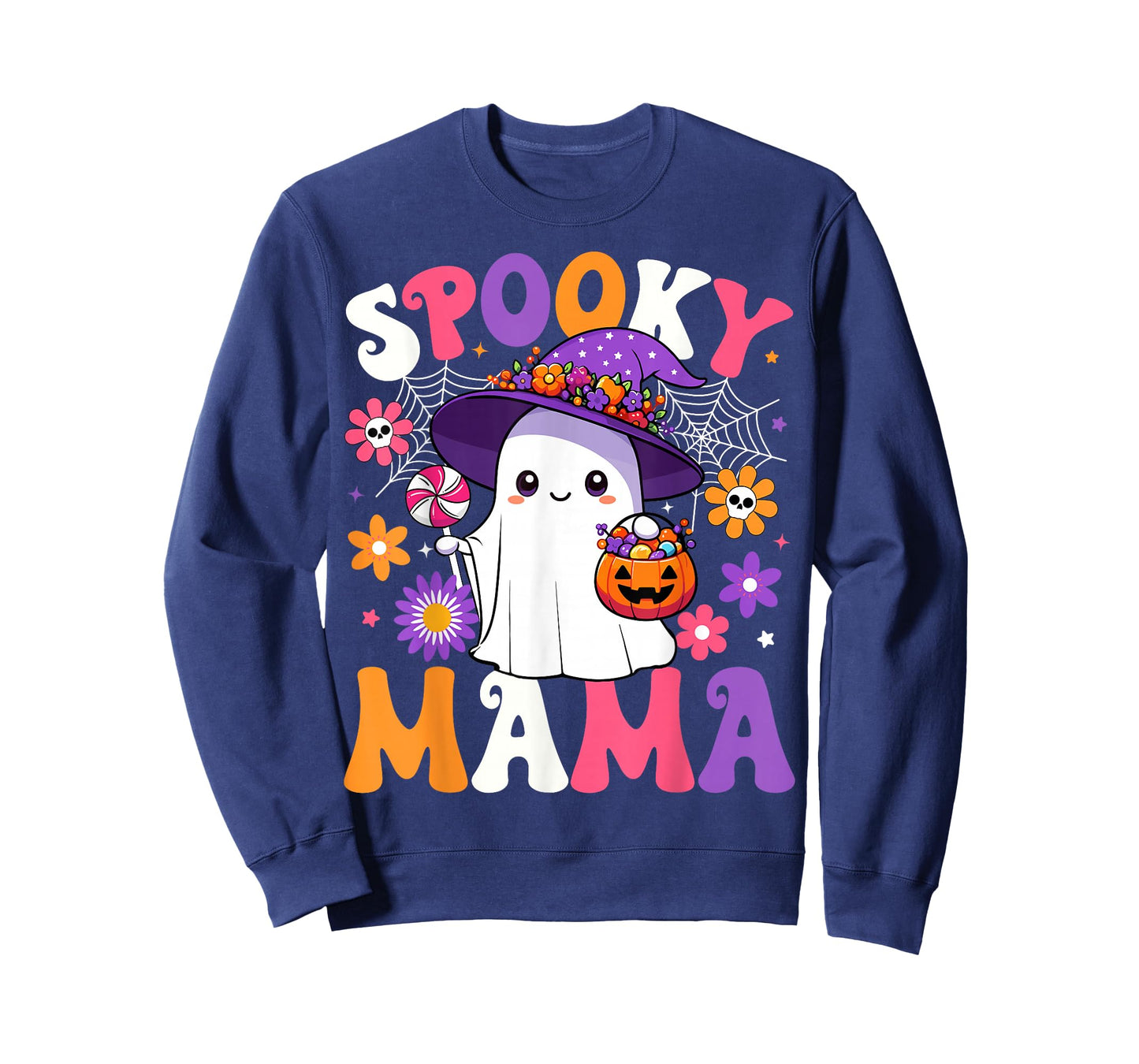 Groovy Spooky Mama Halloween Ghost Pumpkin Halloween Mom T-Shirt