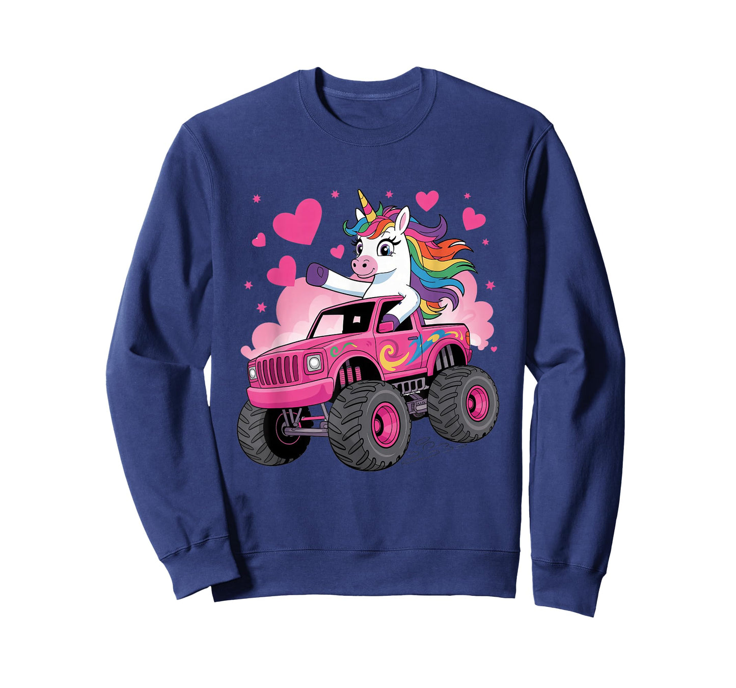 Funny Cute Unicorn Riding A Pink Monster Truck T-Shirt