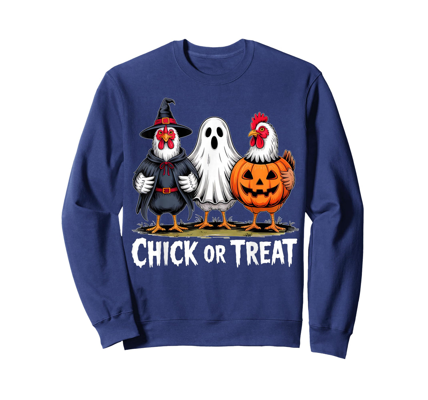 Chick Or Treat Spooky Witch Ghost Pumpkin Chicken Halloween T-Shirt
