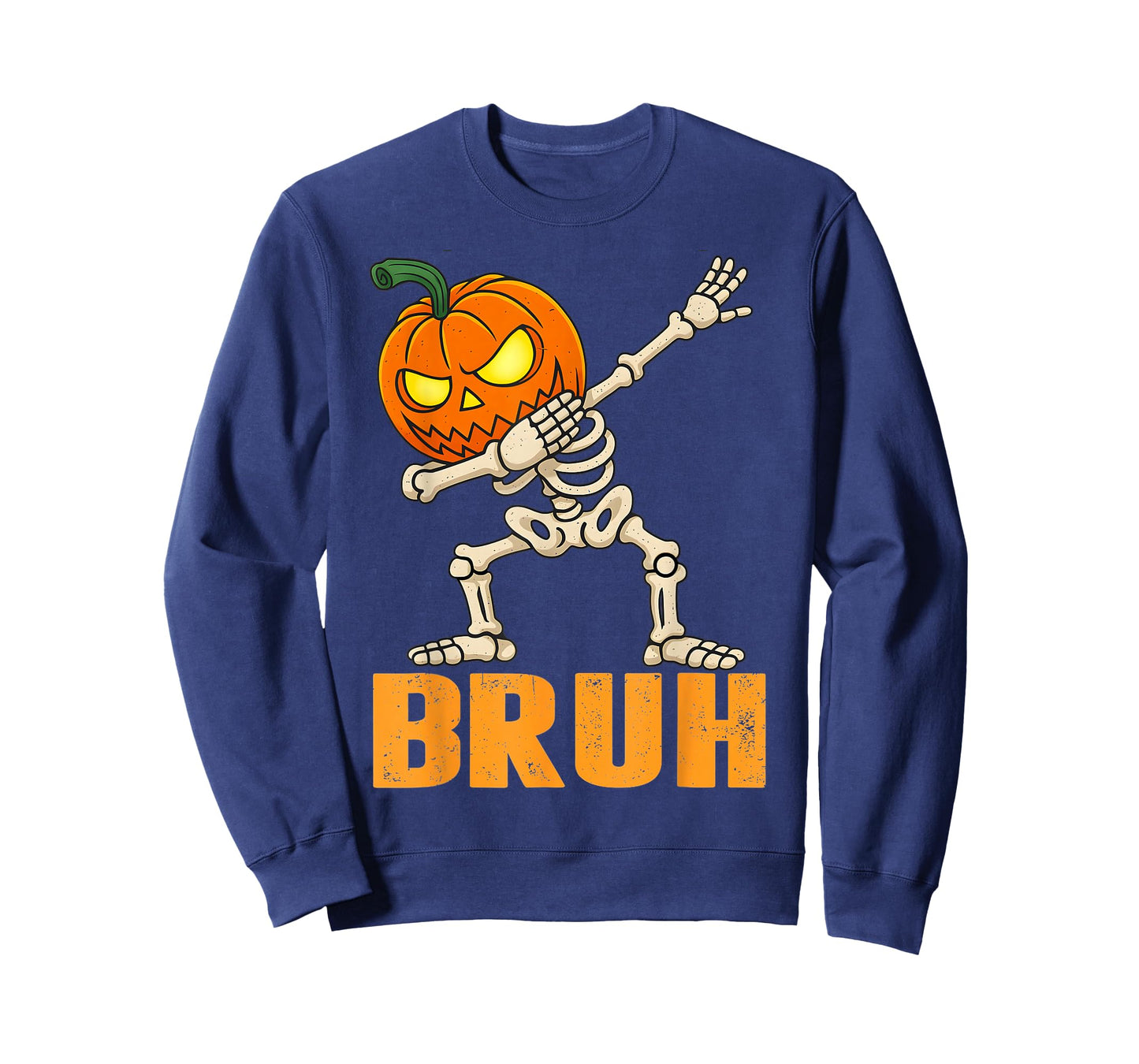 Bruh Skeleton Halloween Dabbing Boys Pumpkin Jack O Lantern T-Shirt
