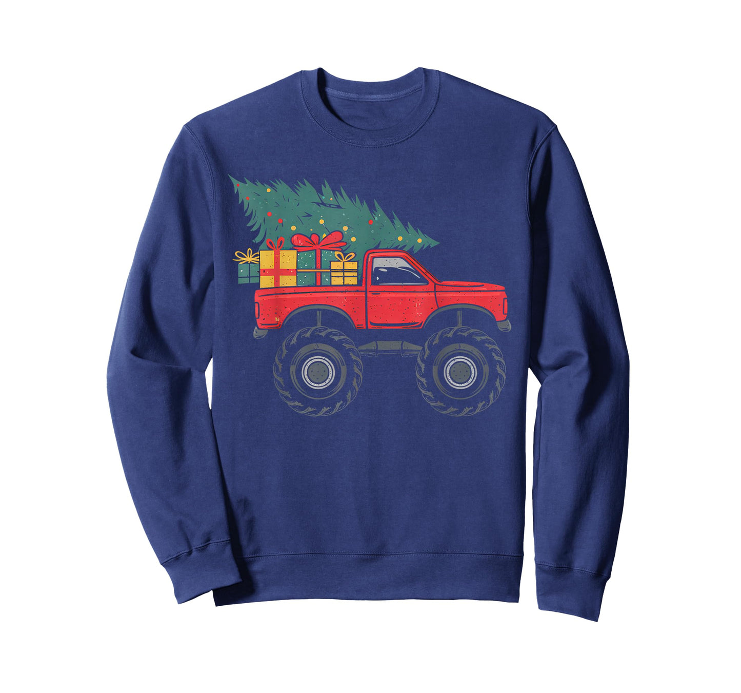Boys Monster Truck Christmas Tree Xmas Squad Kids Toddler T-Shirt