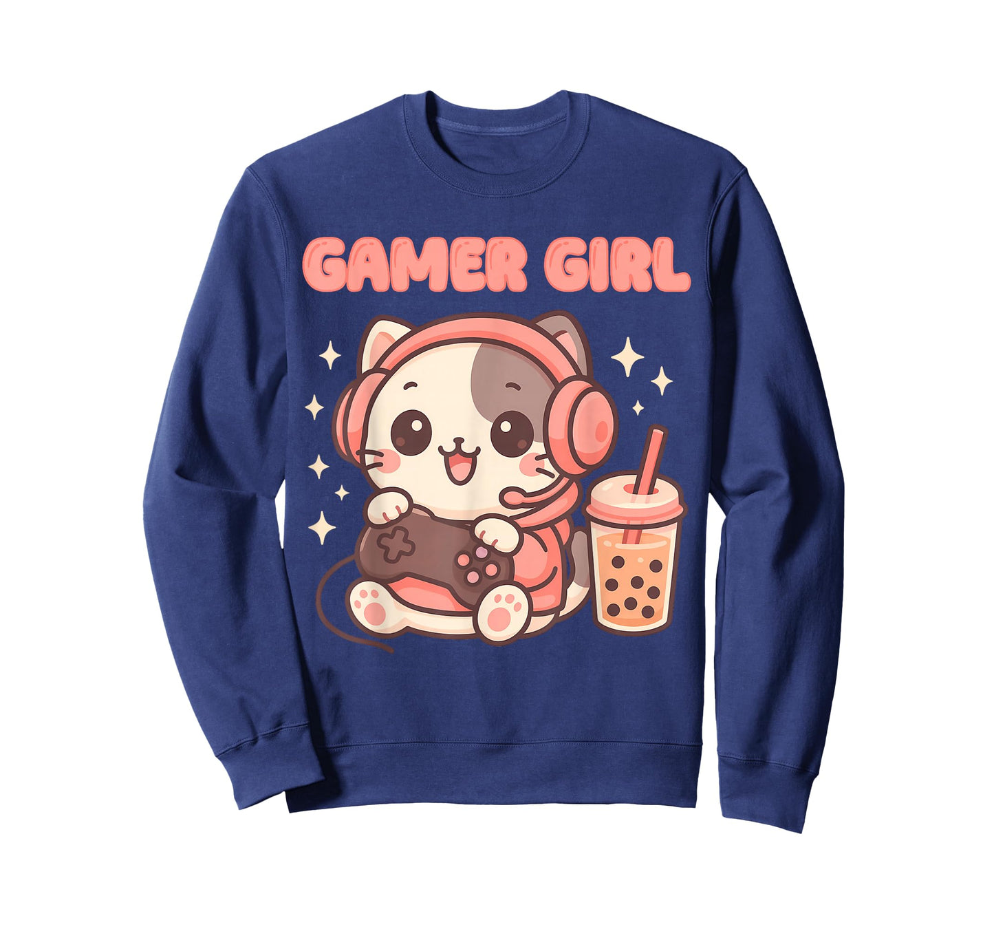 Gamer Girl Cat Gaming Cute Video Game Kawai Women Girls T-Shirt