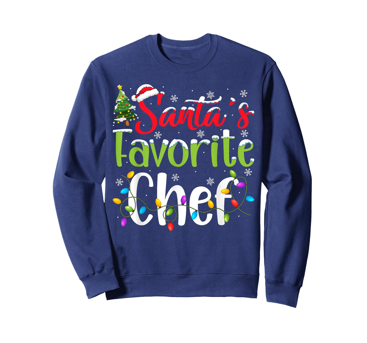 Santa Favorite Chef Christmas Lights Funny Family Xmas T-Shirt