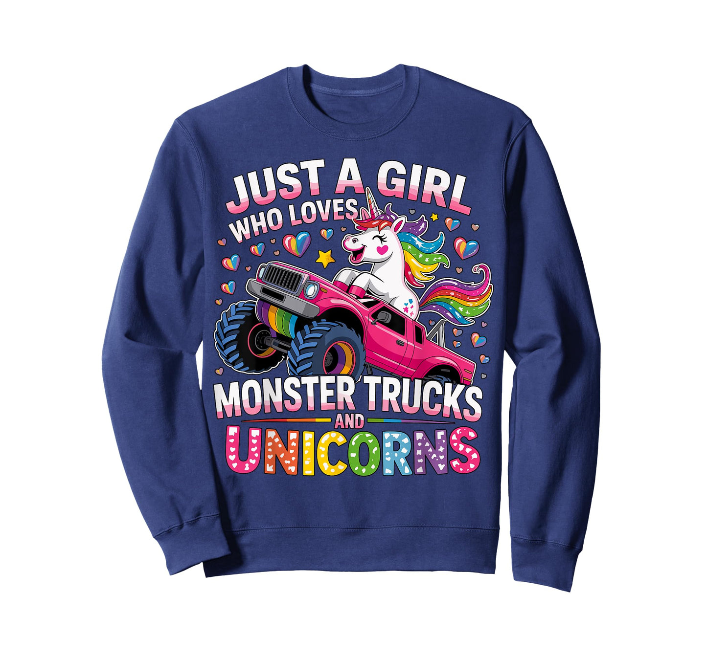 Funny Just a Girl Who Loves Monster Trucks And Unicorns T-Shirt