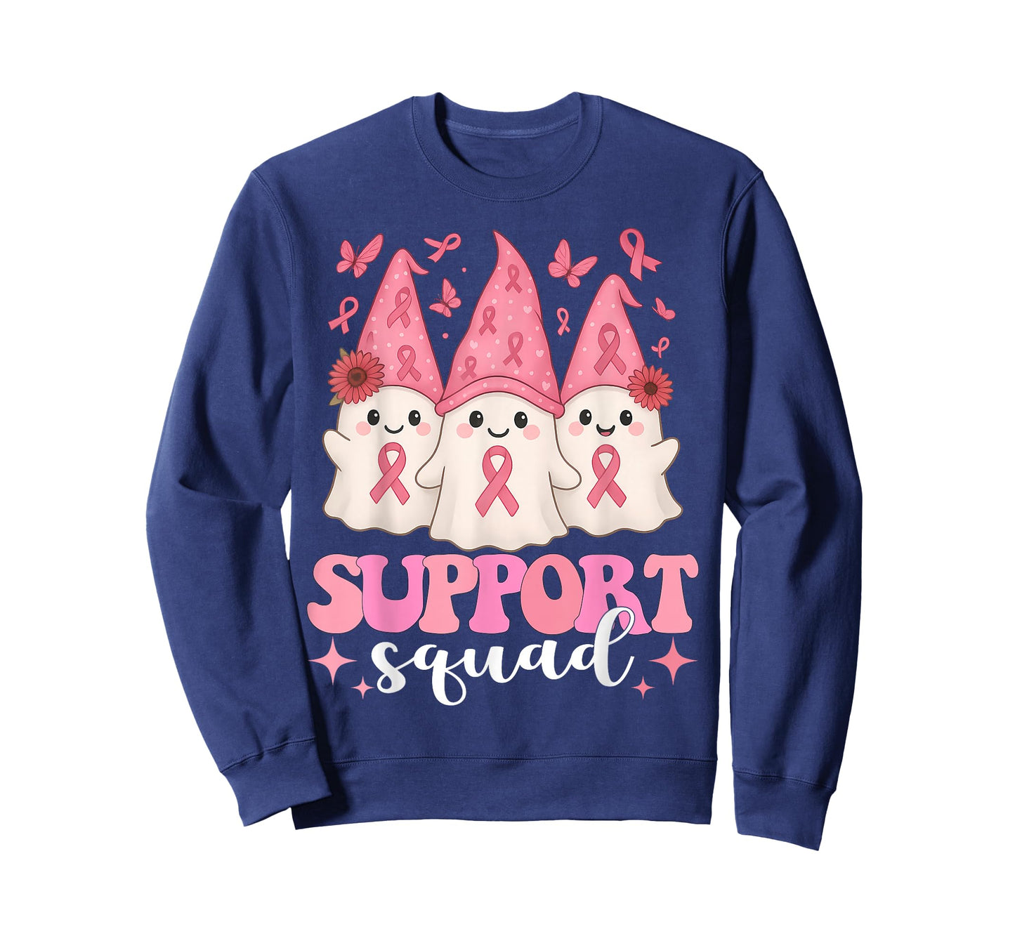 Halloween Ghost Pink Support Squad Breast Cancer Awareness T-Shirt